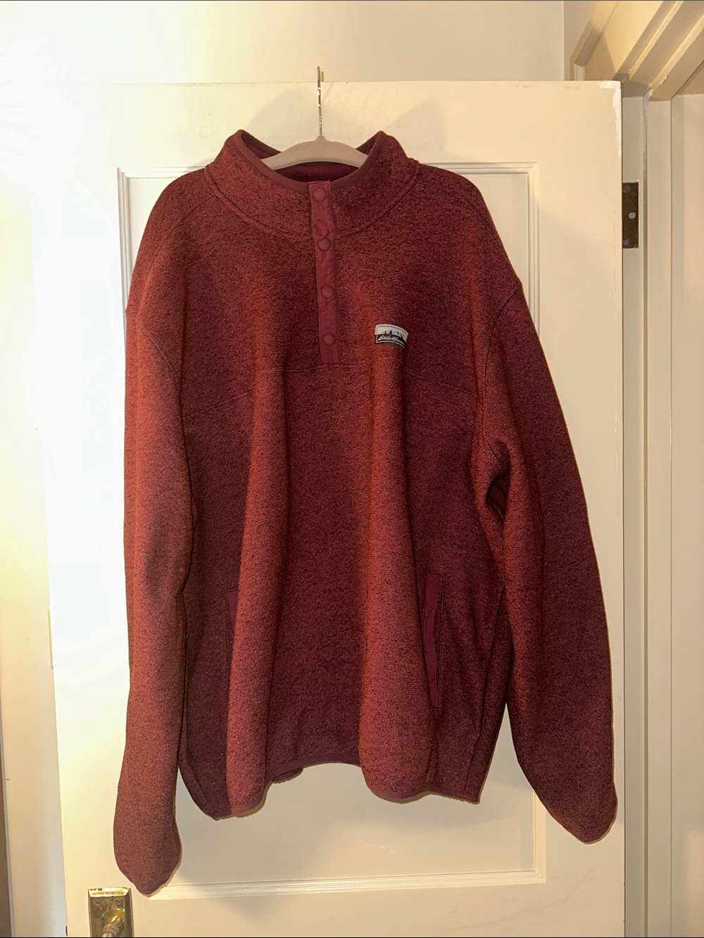 Eddie Bauer Burgundy Snap-Front Fleece Pullover